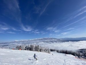 ゴンドラ山頂駅からの八ヶ岳の展望。今日は雲海が出ております。